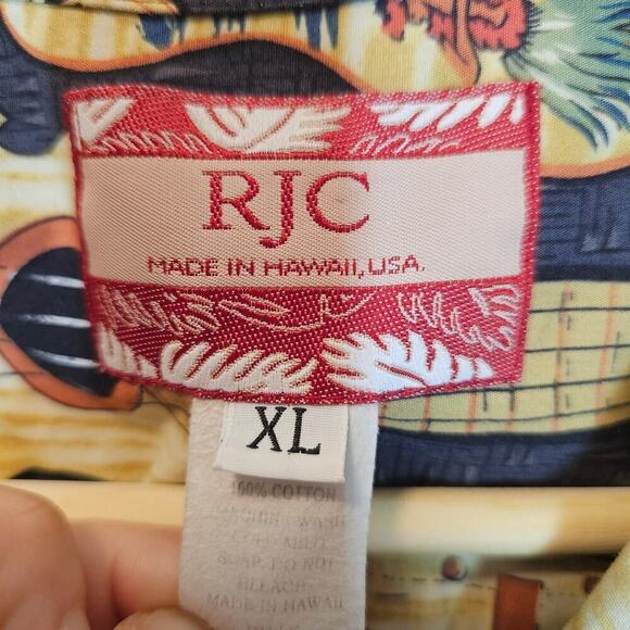 RJC Men's Ukulele Hawaiian Tropical Luau Casual Vacation Button-down Size XL - Picture 7 of 11
